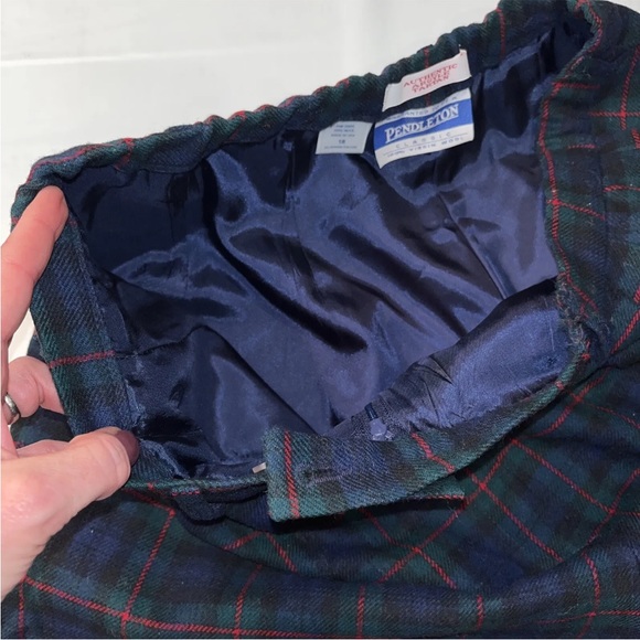 90s Pendleton blue green PLAID pleated wool SHORTS, size 18 Lined Argyle Tartan - Picture 8 of 16